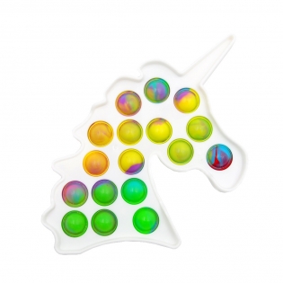 Antistresinis žaislas POP - IT vienaragis baltas su spalvotais burbulais