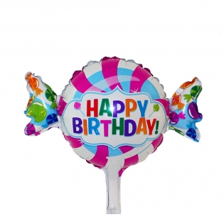 Helio balionas su gimtadieniu saldainio forma