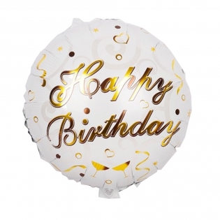 Helio balionas su gimtadieniu, apvalus su dviem taurėmis