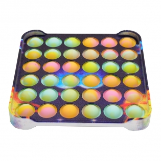 Antistresinis žaislas POP - IT plastikinio pagrindu kvadratas, spalvotais burbulais, 13 x 13 cm