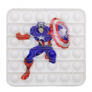 Antistresinis žaislas POP - IT kvadratas su animacinių veikėjų piešiniais, 12 x 12 cm