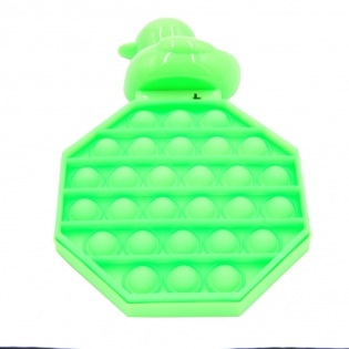 Antistresinis žaislas POP - IT ančiukas šviečiantis ir grojantis su išimamu POP-IT, 21 x 13 cm