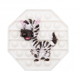 Antistresinis žaislas POP - IT aštuoniakampis su žvėrelių piešiniais, 12,5 x 12,5 cm