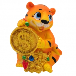 Taupyklė - tigras su moneta letenose