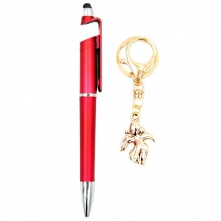 Rašiklis ir raktų pakabukas