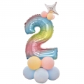 Folinis balionas  skaičius "Du", vaivorykštės spalvų, 81 cm