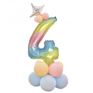 Folinis balionas  skaičius "Keturi", vaivorykštės spalvų