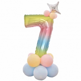 Folinis balionas  skaičius "Septyni", vaivorykštės spalvų