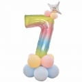 Folinis balionas  skaičius "Septyni", vaivorykštės spalvų, 81 cm