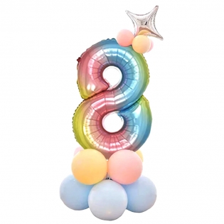 Folinis balionas  skaičius "Aštuoni", vaivorykštės spalvų