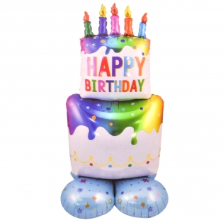 Folinis balionas tortas "Happy   Birthday", 122 cm