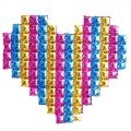 Folinis balionas "Širdis" vaivorykštės spalvos, 144 cm