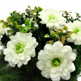 Vėlinių vainikas iš dirbtinių baltų azalijų gėlių