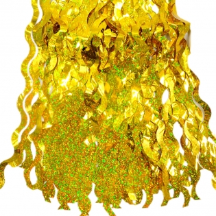 Juostelių banguota dekoracija "Lietutis-užuolaida", auksinė