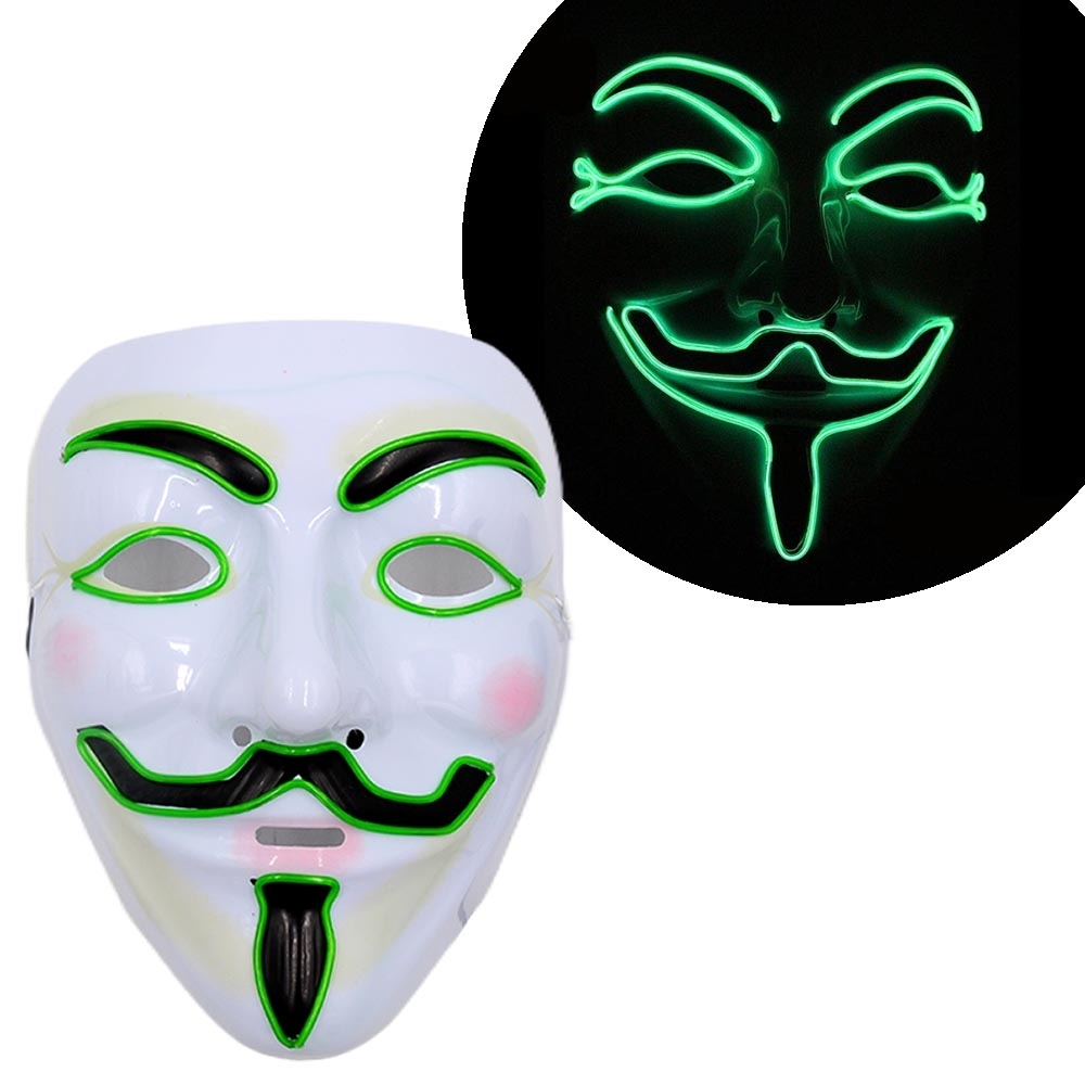 LED šviečianti veido "Vendetta" kaukė