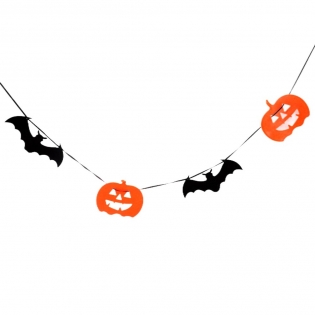 Helovino kabinama dekoracija "Moliūgai su šikšnosparniais"