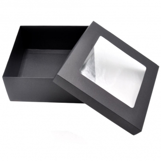 Dovanų dėžutė juoda su langeliu, 21 x 21 x 9 cm