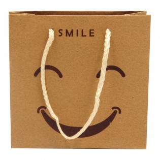 Dovanų maišelis "Šypsena" rudas, 15 x 14 cm