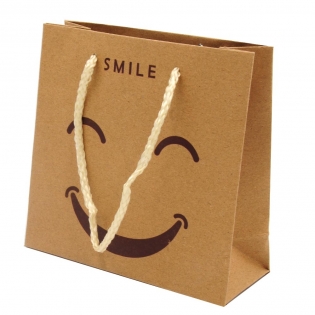 Dovanų maišelis "Šypsena" rudas, 15 x 14 cm