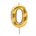 Auksinė žvakutė tortui skaičius "0"