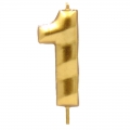 Auksinė žvakutė tortui skaičius "1"