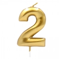 Auksinė žvakutė tortui skaičius "2"