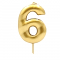 Auksinė žvakutė tortui skaičius "6"