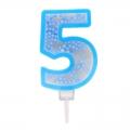 Mėlyna žvakutė tortui skaičius "5"