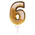 Auksinė žvakutė tortui skaičius "6"