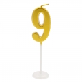 Auksinė žvakutė tortui, skaičius "9"