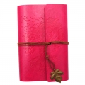 Užrašų knyga odiniu rožiniu viršeliu, 18 x 13 cm