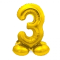 Pastatomas balionas skaičius "3", auksinis (40 cm)