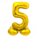 Pastatomas balionas skaičius "5", auksinis (40 cm)