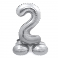 Pastatomas balionas skaičius "2", sidabrinis (40 cm)