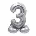 Pastatomas balionas skaičius "3", sidabrinis (40 cm)