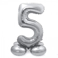 Pastatomas balionas skaičius "5", sidabrinis (40 cm)