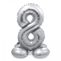 Pastatomas balionas skaičius "8", sidabrinis (40 cm)