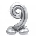 Pastatomas balionas skaičius "9", sidabrinis (40 cm)