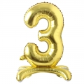 Pastatomas balionas skaičius "3", auksinis (81 cm)