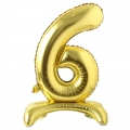 Pastatomas balionas skaičius "6", auksinis (81 cm)