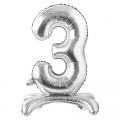 Pastatomas balionas skaičius "3", sidabrinis (81 cm)