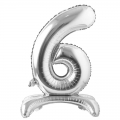 Pastatomas balionas skaičius "6", sidabrinis (81 cm)