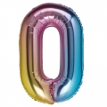 Folinis balionas skaičius "0", spalvotas (95 cm)