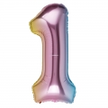 Folinis balionas skaičius "1", spalvotas (95 cm)