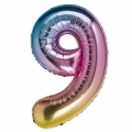 Folinis balionas skaičius "9", spalvotas (95 cm)