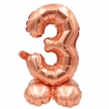 Pastatomas balionas skaičius "3", vario spalvos (40 cm)