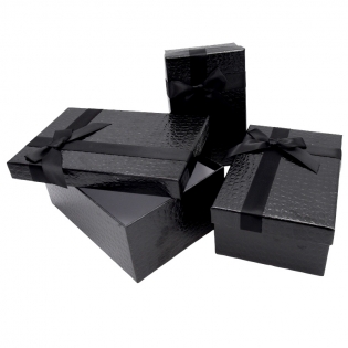 Juodos dovanų dėžutės, 3 vnt.