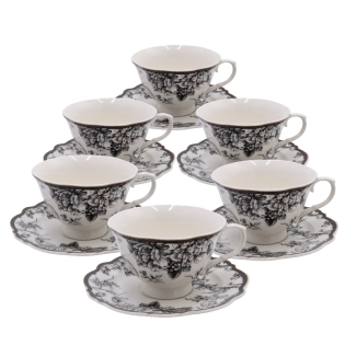 Puodelių su lėkštutėmis...